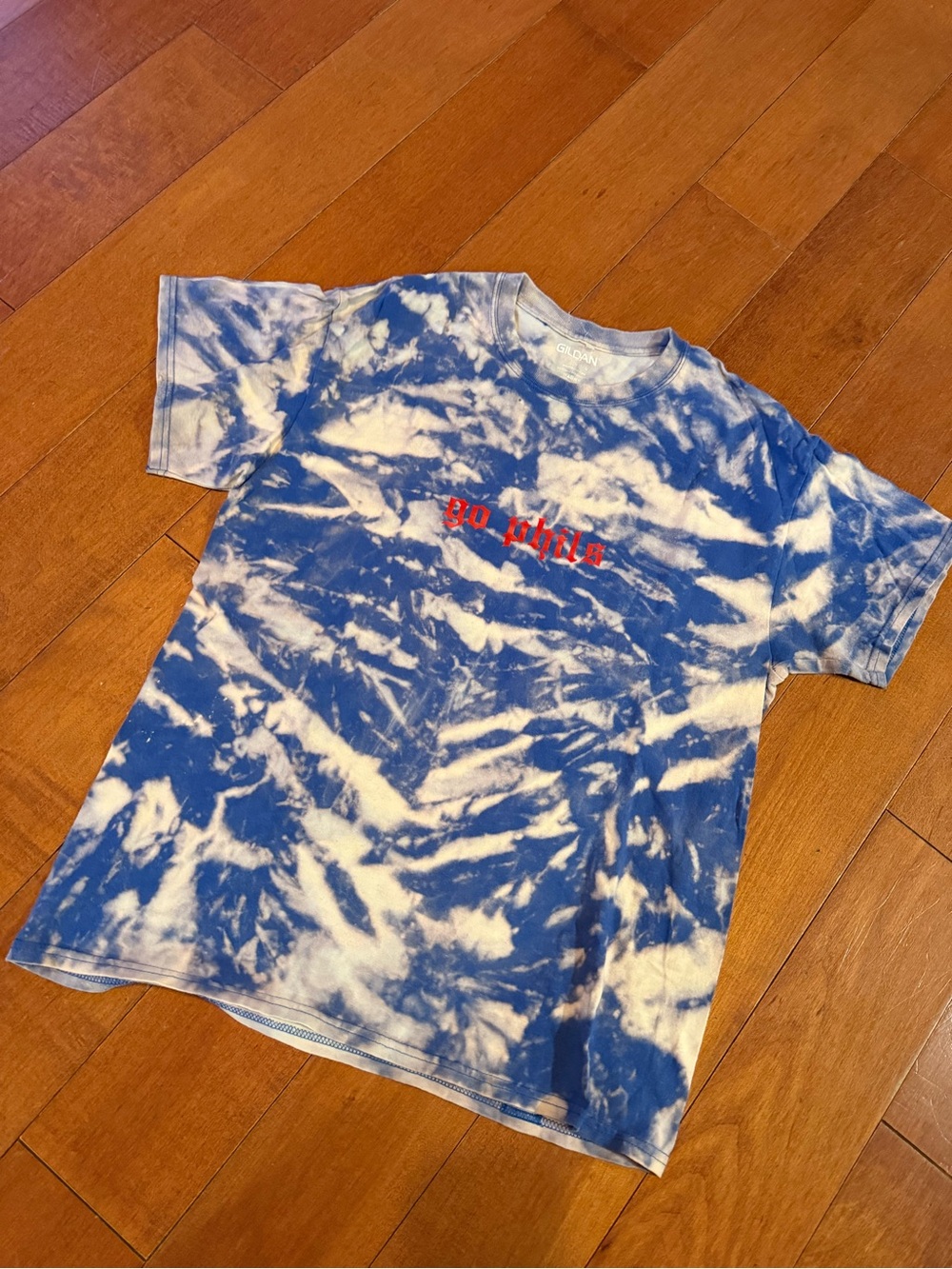 MLB custom made Philadelphia phillies Blue and White Tie-Dye Tee sz L